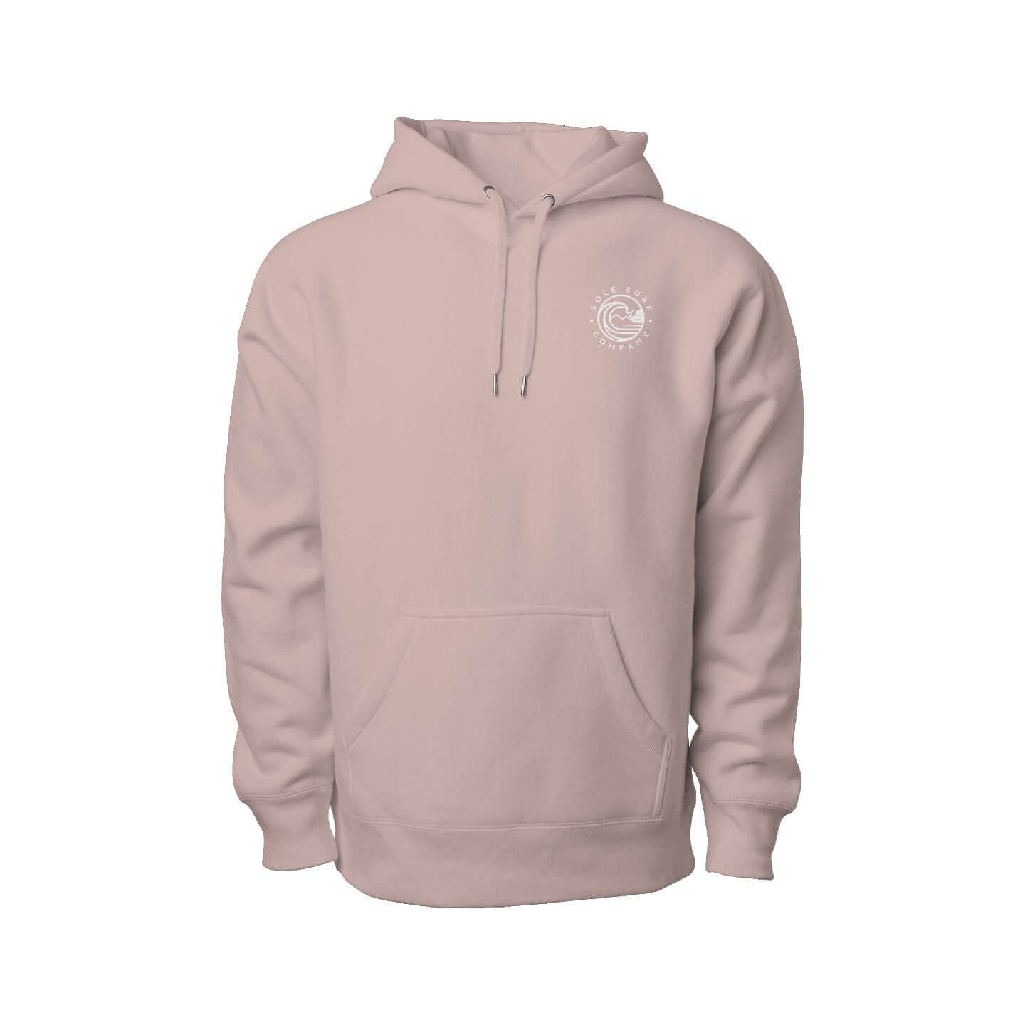 Women's premium hoodie in soft pink with a cozy fit and double-layered hood, ideal for casual wear.