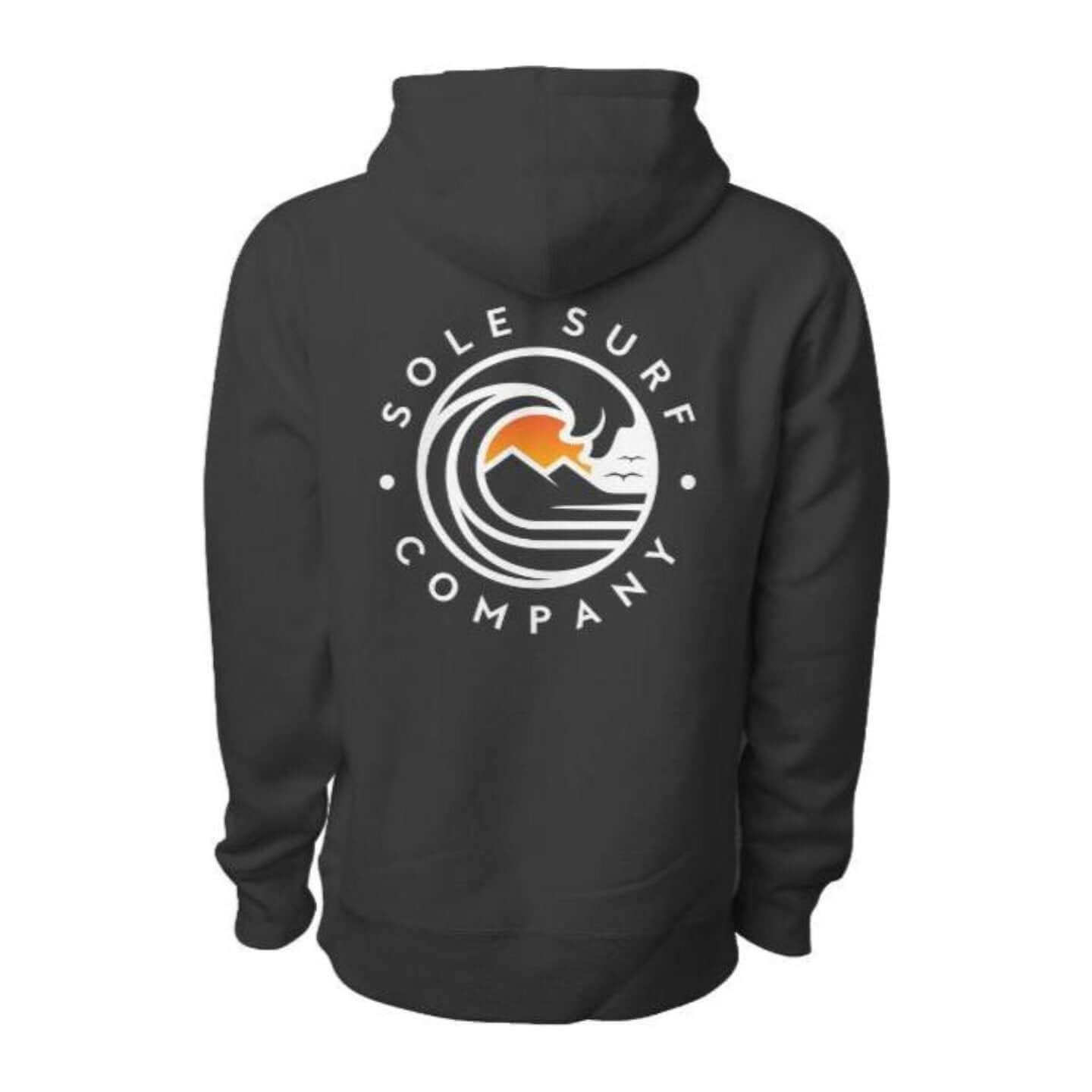 Men's SSC Premium Hoodie with Sole Surf Company logo, perfect for outdoor adventures and casual wear.
