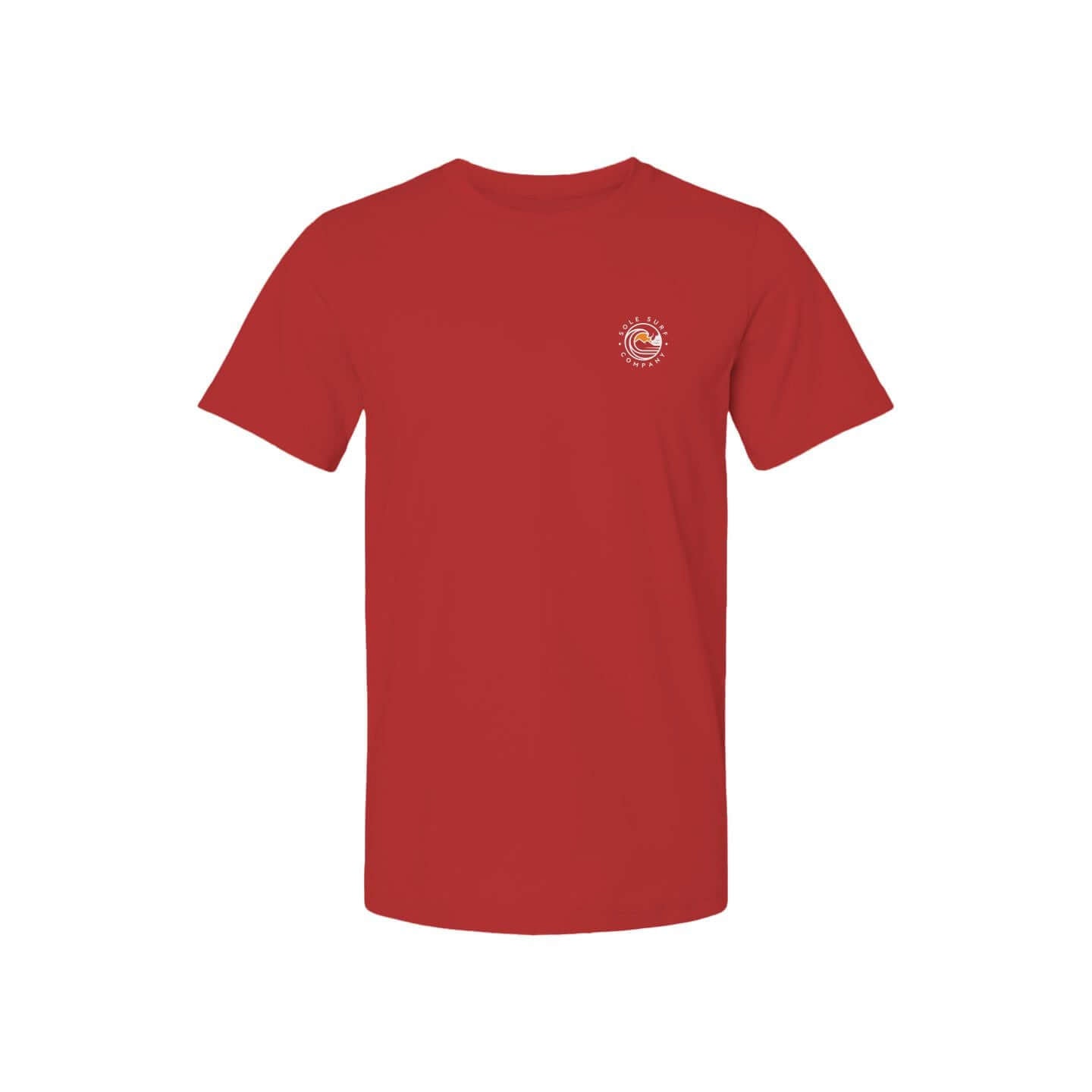 Red T-shirt with a relaxed fit, perfect for beach trips and casual summer outings.