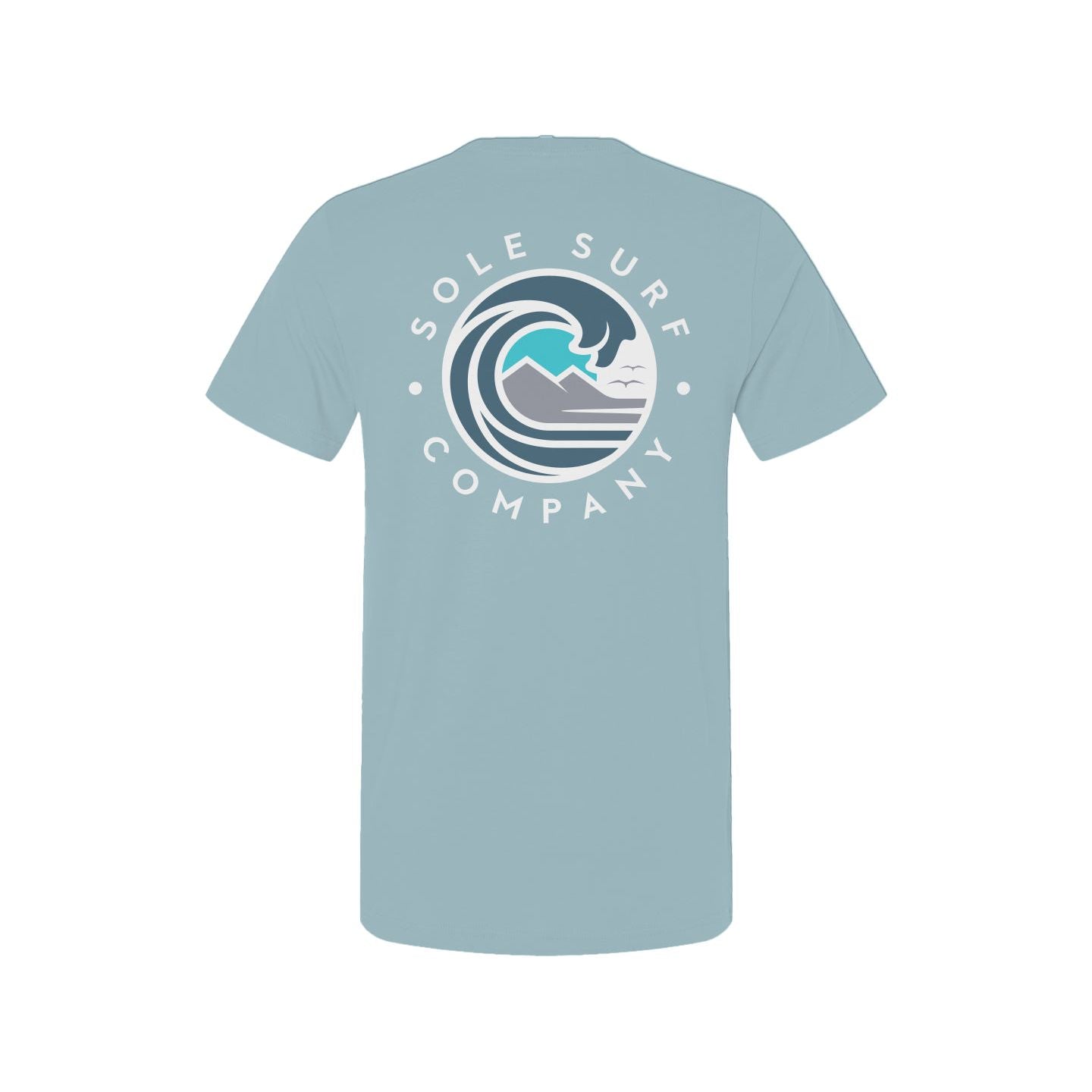 Grey SSC Logo t-shirt featuring a wave design, perfect for surf lovers and beach activities.