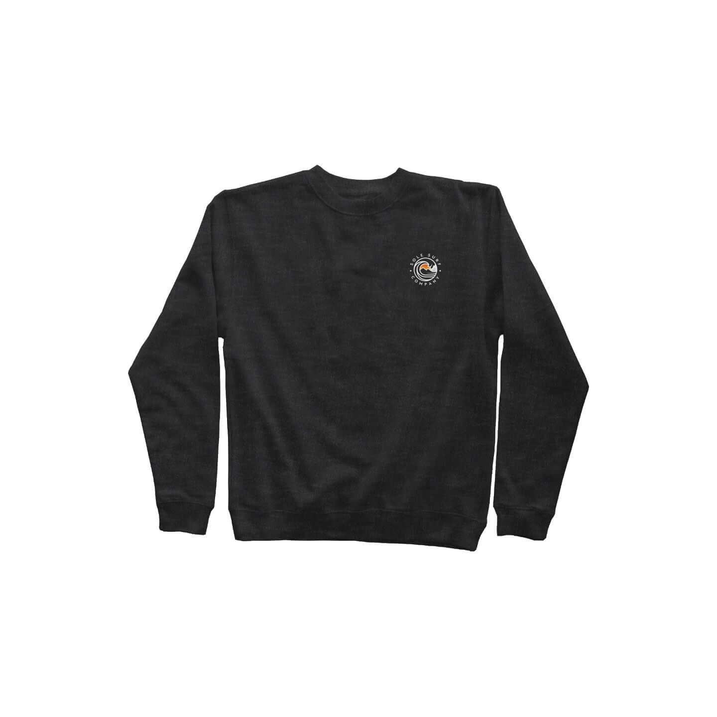 Premium SSC Crewneck Sweatshirt in black, featuring a beach-inspired design, perfect for casual outings and surf lovers.
