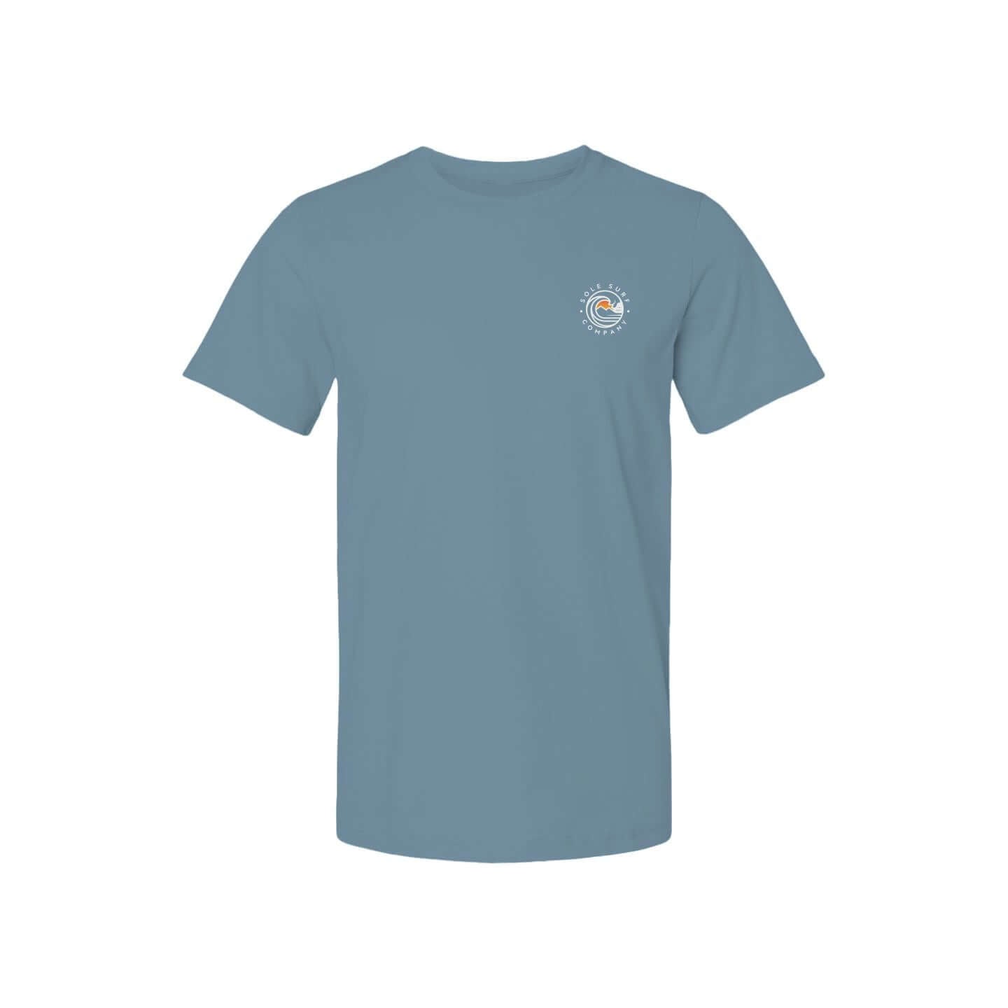 Great Session T-shirt in blue, ideal for surfers and beach lovers, symbolizing the balance of a perfect day.
