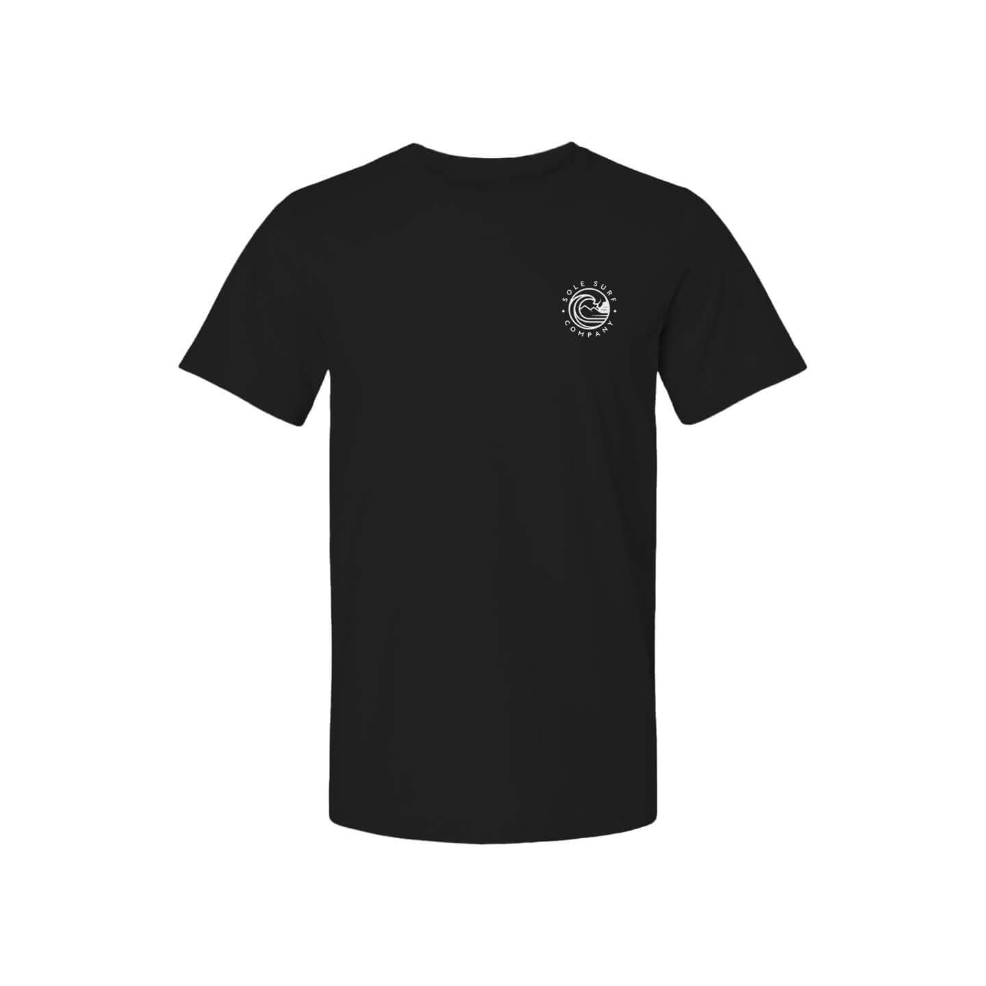 Good Kine Hawaii black t-shirt featuring a wave design, perfect for beach lovers and summer outings.