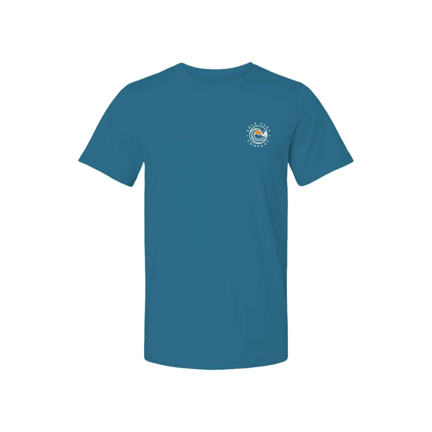 Ulu T-Shirt in teal color, featuring a wave design, perfect for beachgoers and casual outings.