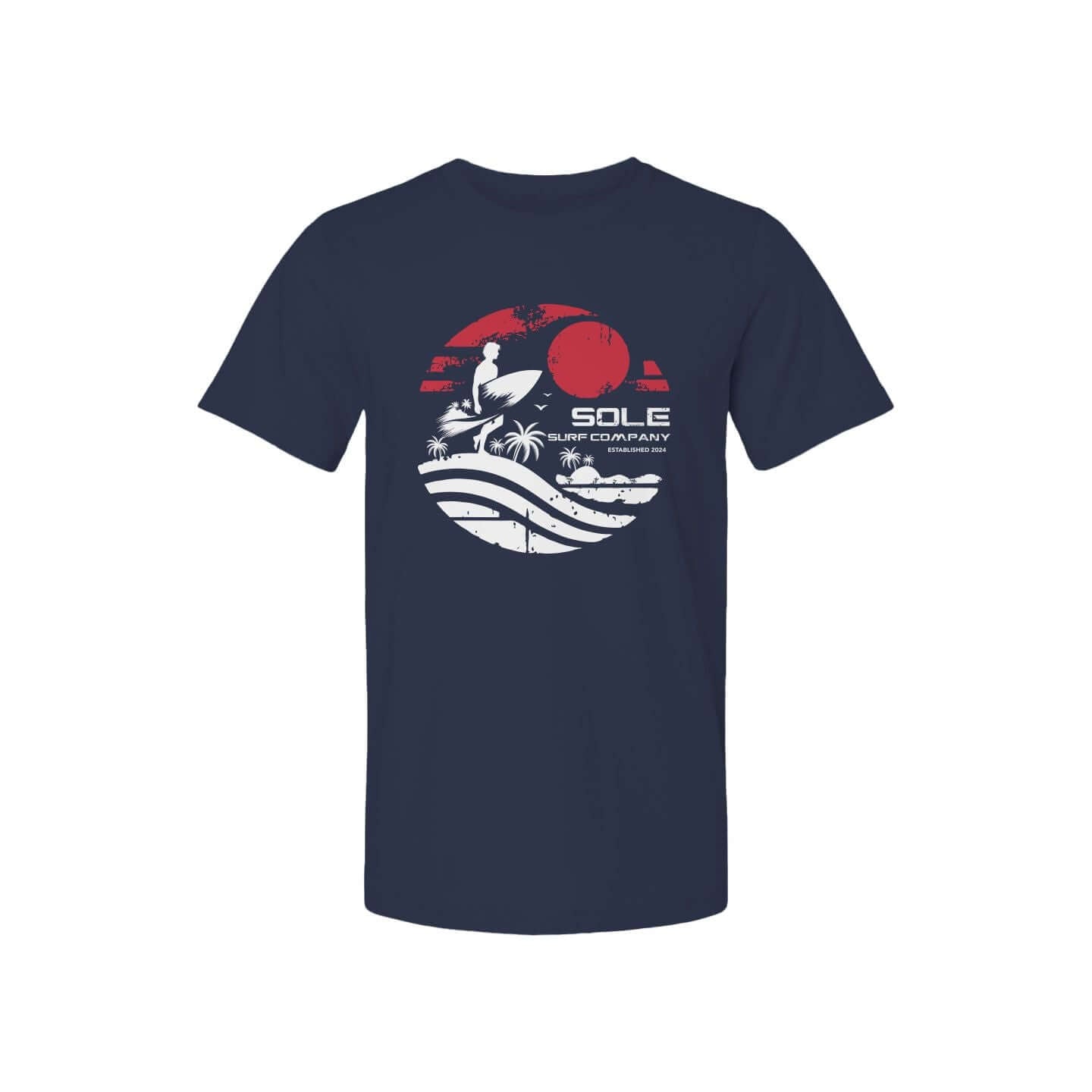 Men's Surf Series T-Shirt in navy featuring a surf-inspired graphic design by Sole Surf Company.