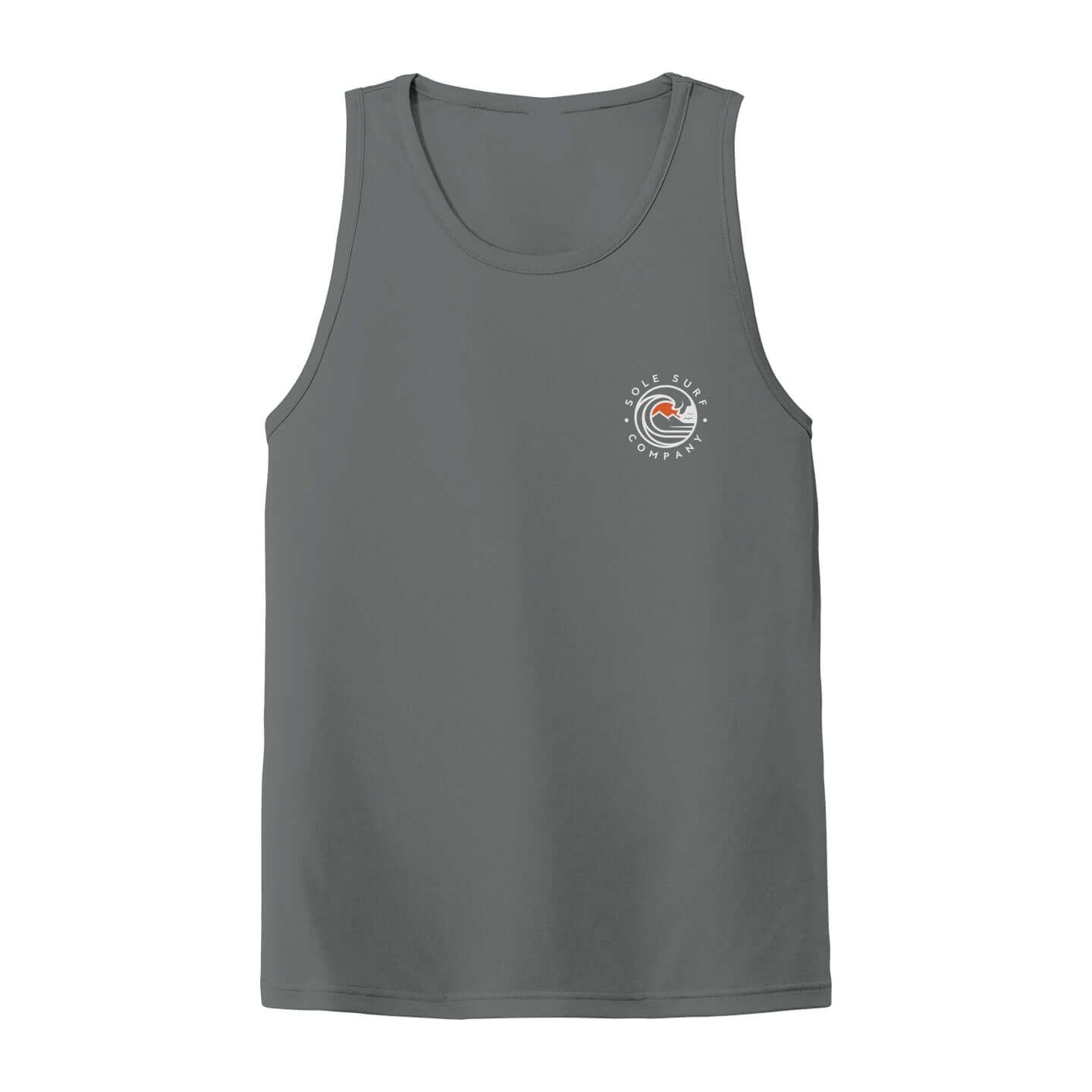 SSC Tank top in gray featuring Sole Surf Company's iconic wave logo on the chest, inspired by surf culture.