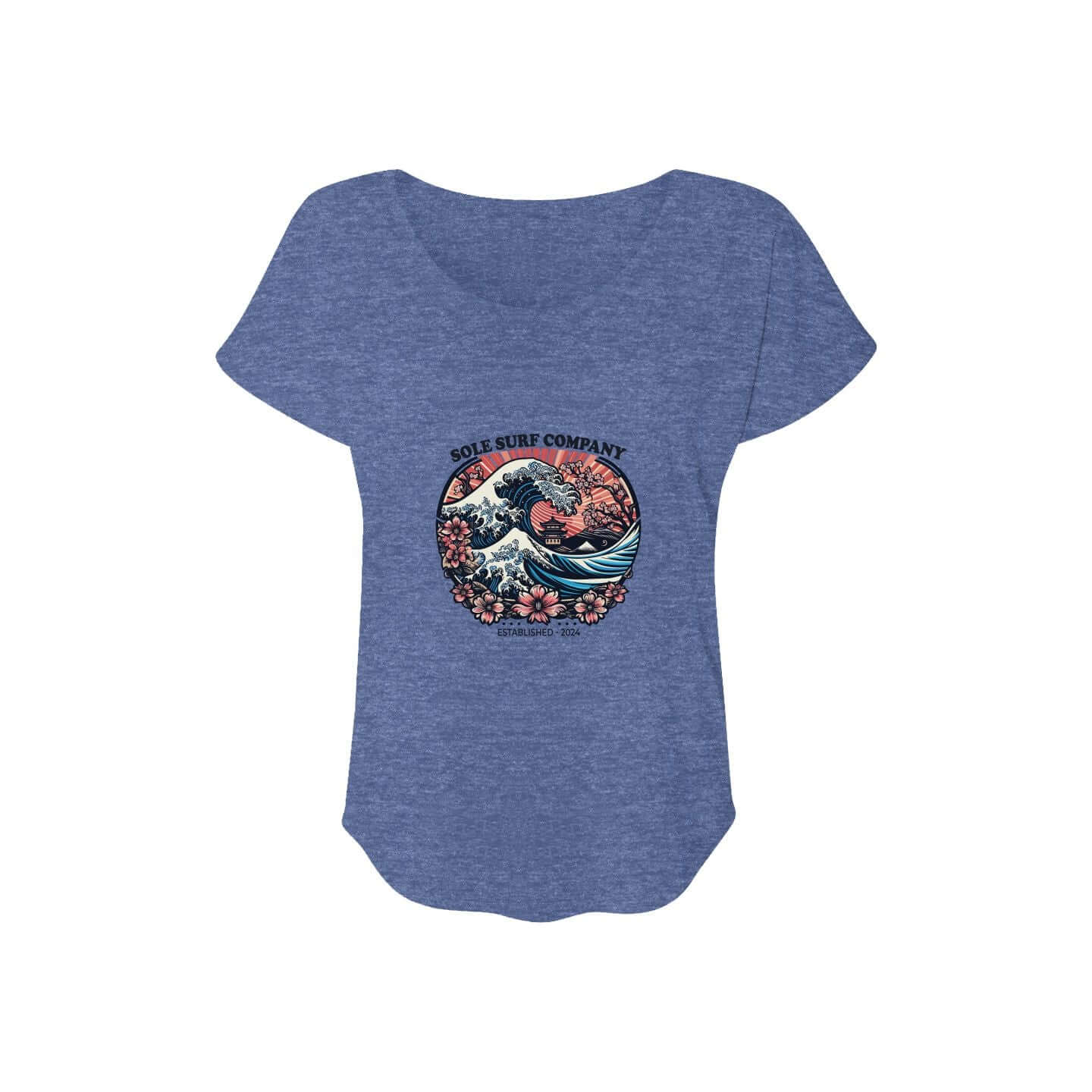 Japanese Waves and Flowers T-Shirt by Sole Surf Company featuring traditional design and surf culture.