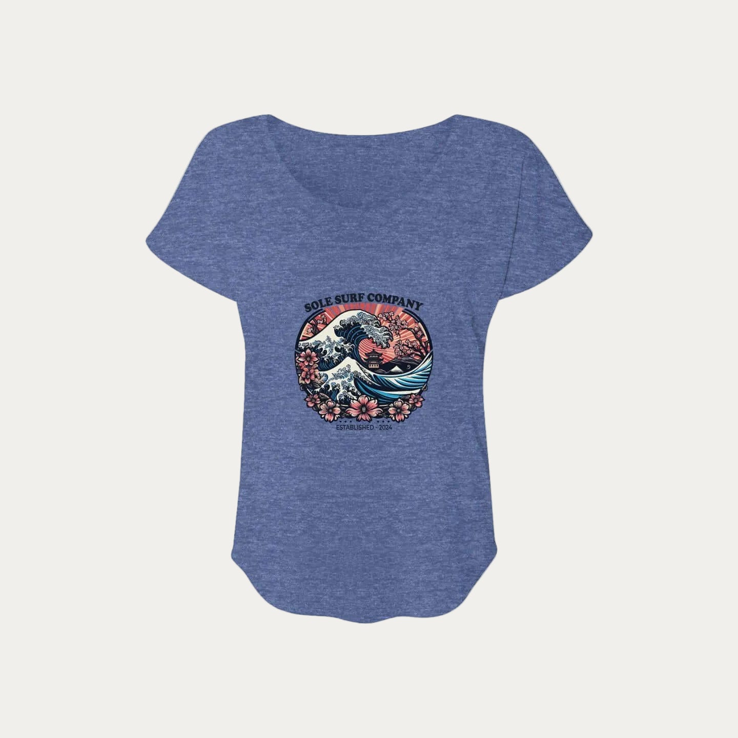 Japanese Waves and Flowers T-Shirt by Sole Surf Company featuring traditional design and surf culture.