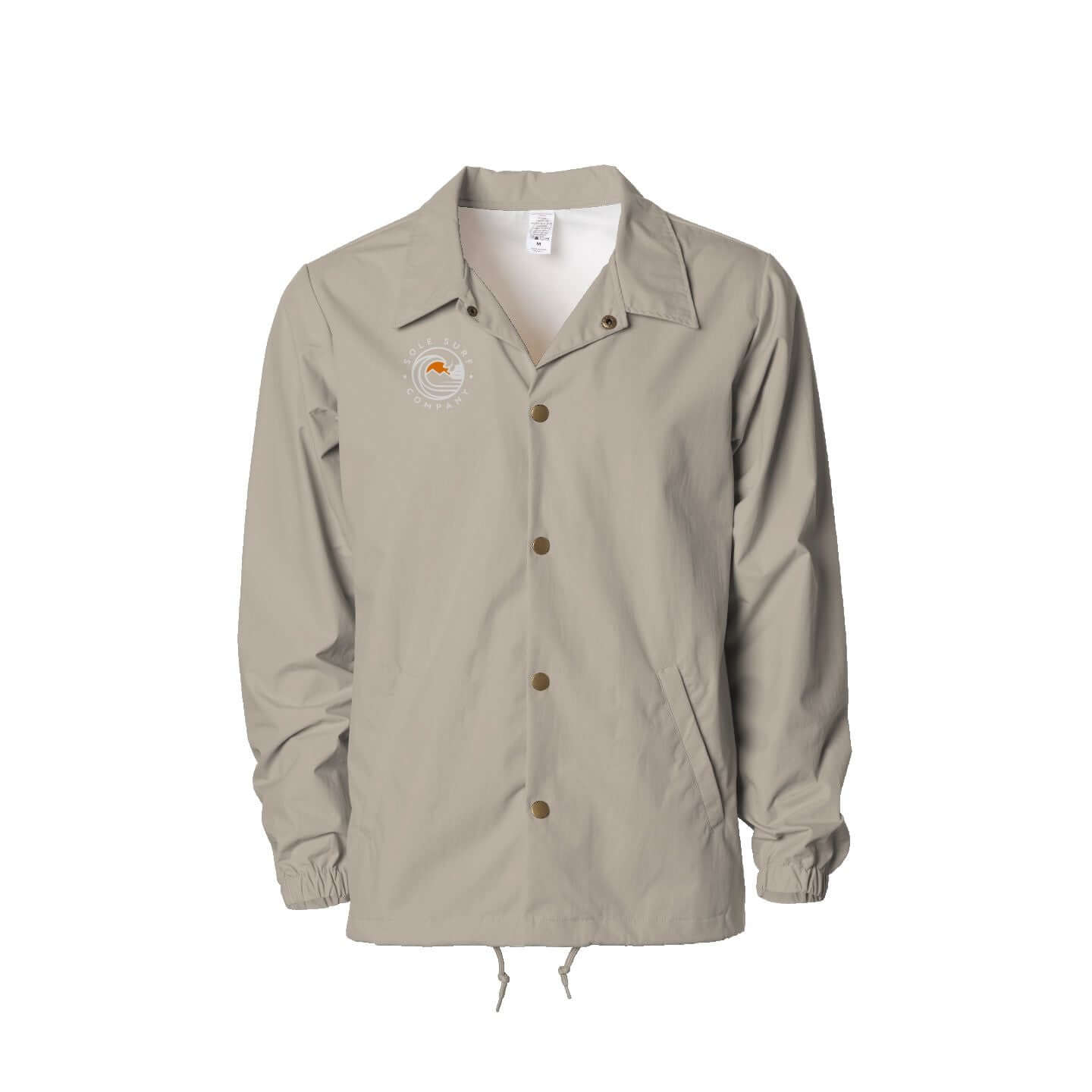 SSC Water Resistant Coaches Windbreaker in beige, ideal for surf checks and city strolls, lightweight and water-resistant.