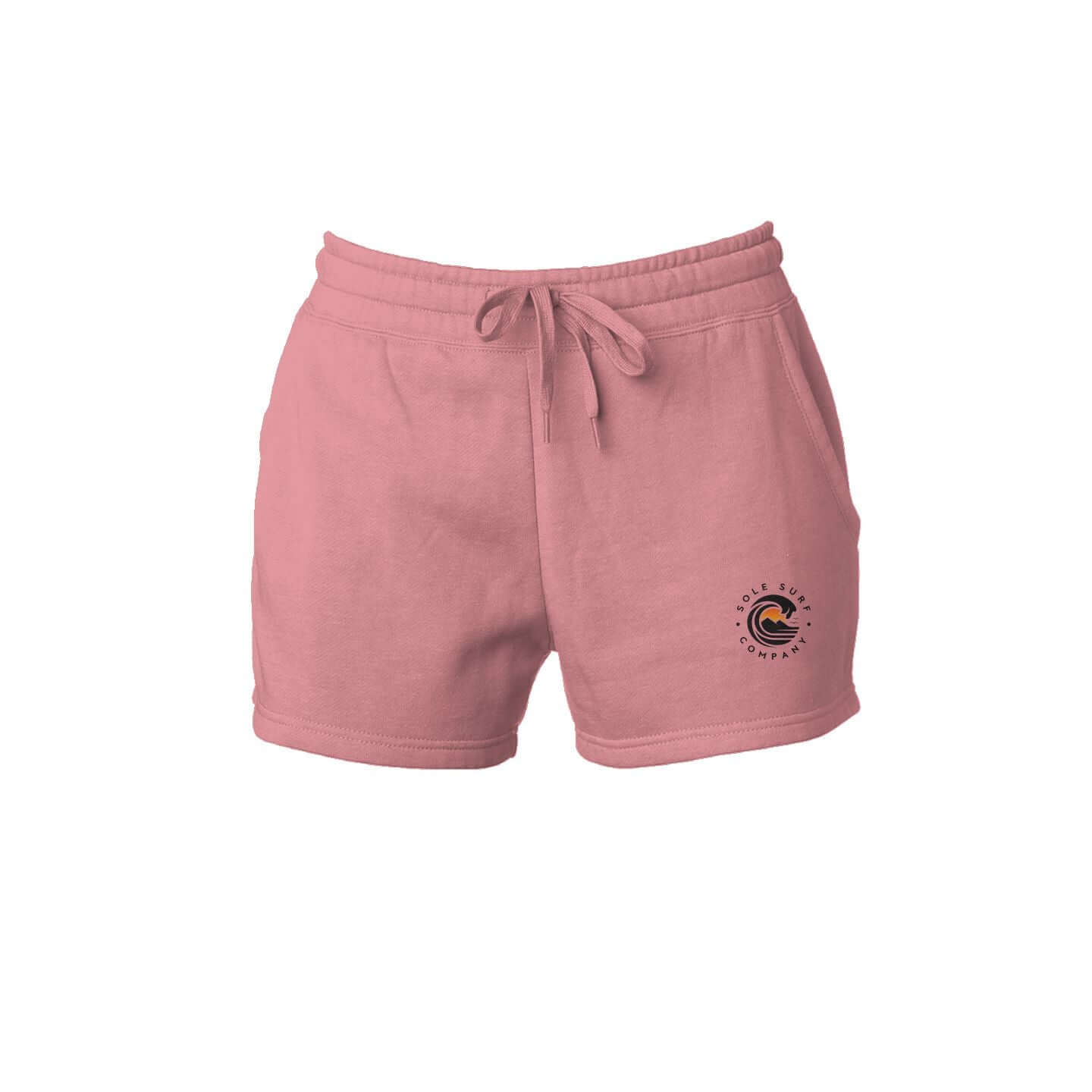 SSC Woman's TIDE wash short in pink with a wave logo, perfect for casual and relaxed living.