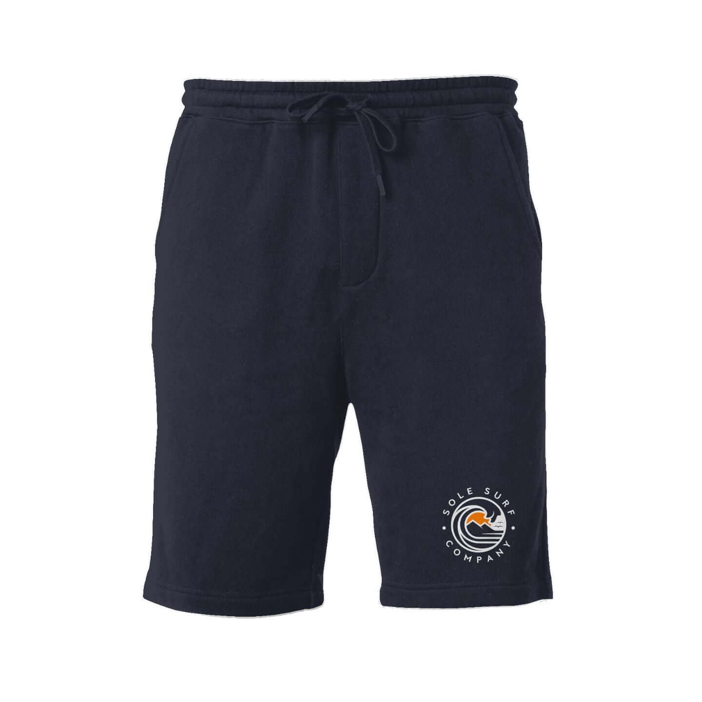 SSC Dark Men's Fleece Short in navy blue with Sole Surf Company logo, perfect for casual wear and lounging.