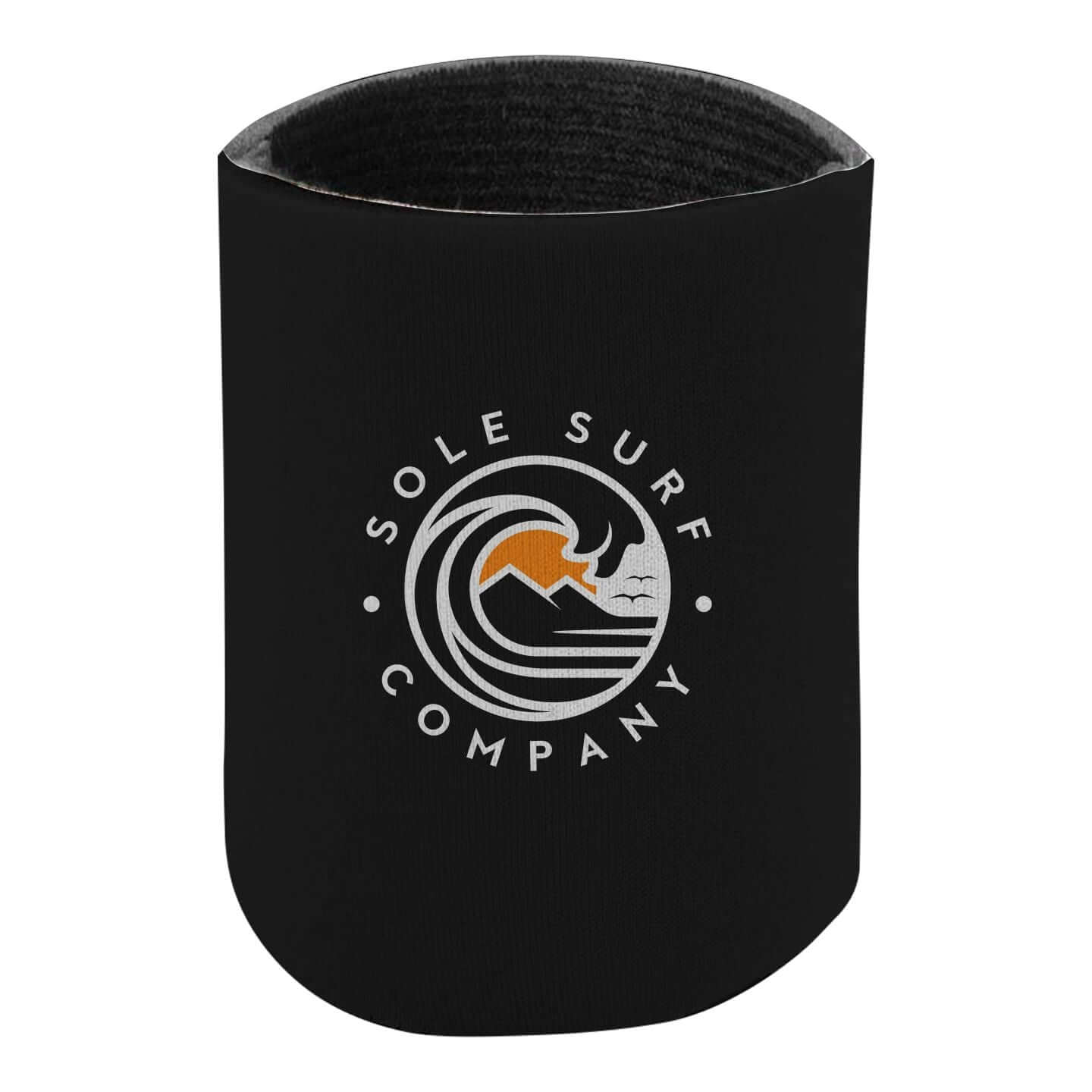 SSC Can Holder featuring Sole Surf Company logo, durable foam for keeping drinks cold and hands dry.
