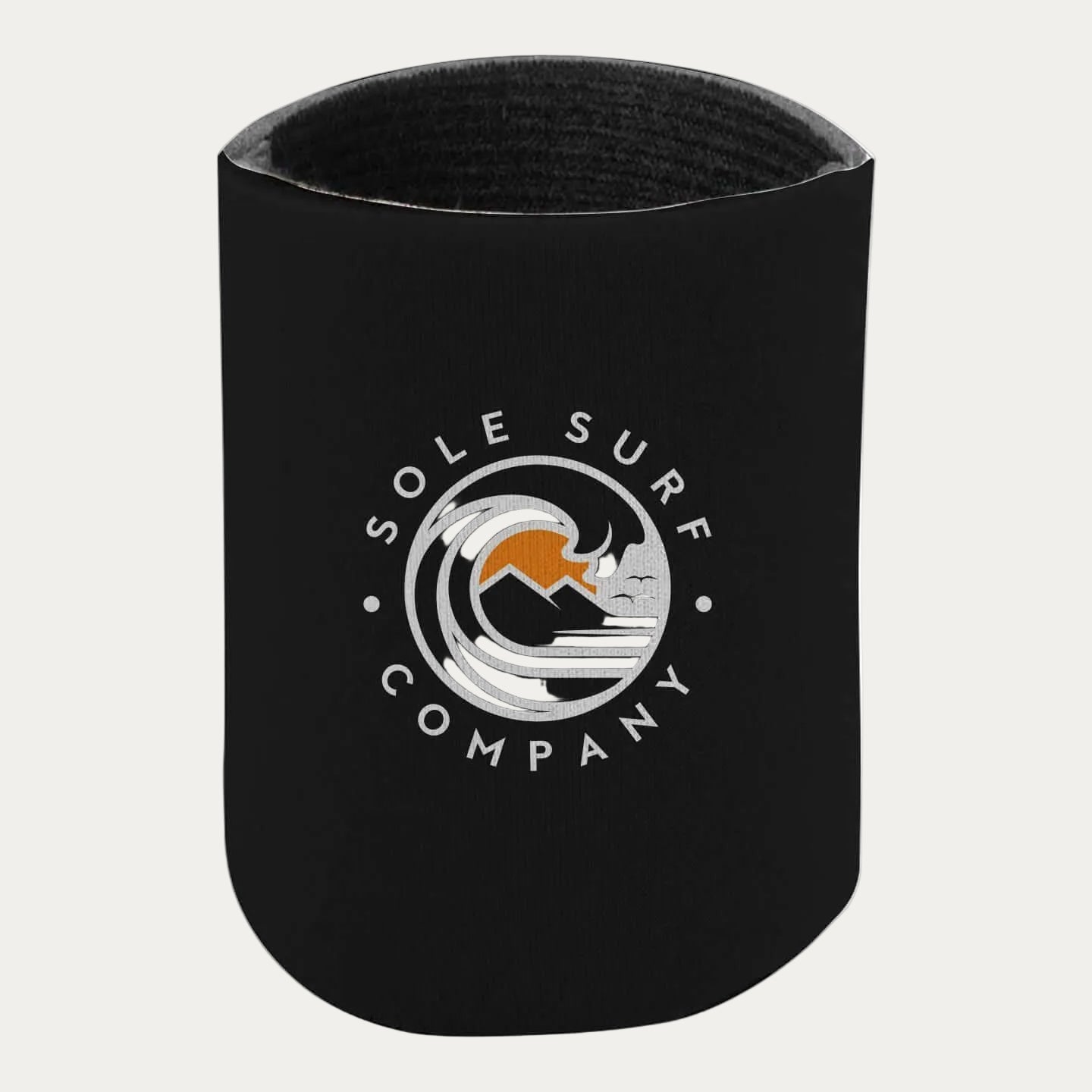 SSC Can Holder featuring Sole Surf Company logo, durable foam for keeping drinks cold and hands dry.