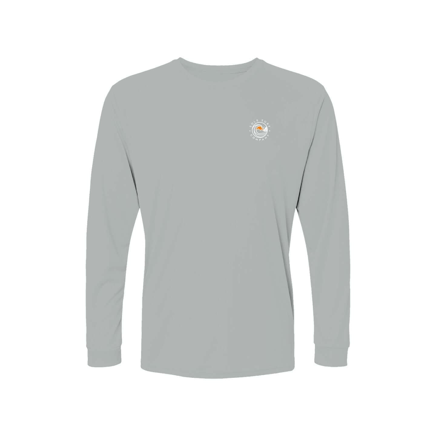 Men's SSC All Day UV Long Sleeve in light gray, perfect for active coastal lifestyle and outdoor activities.