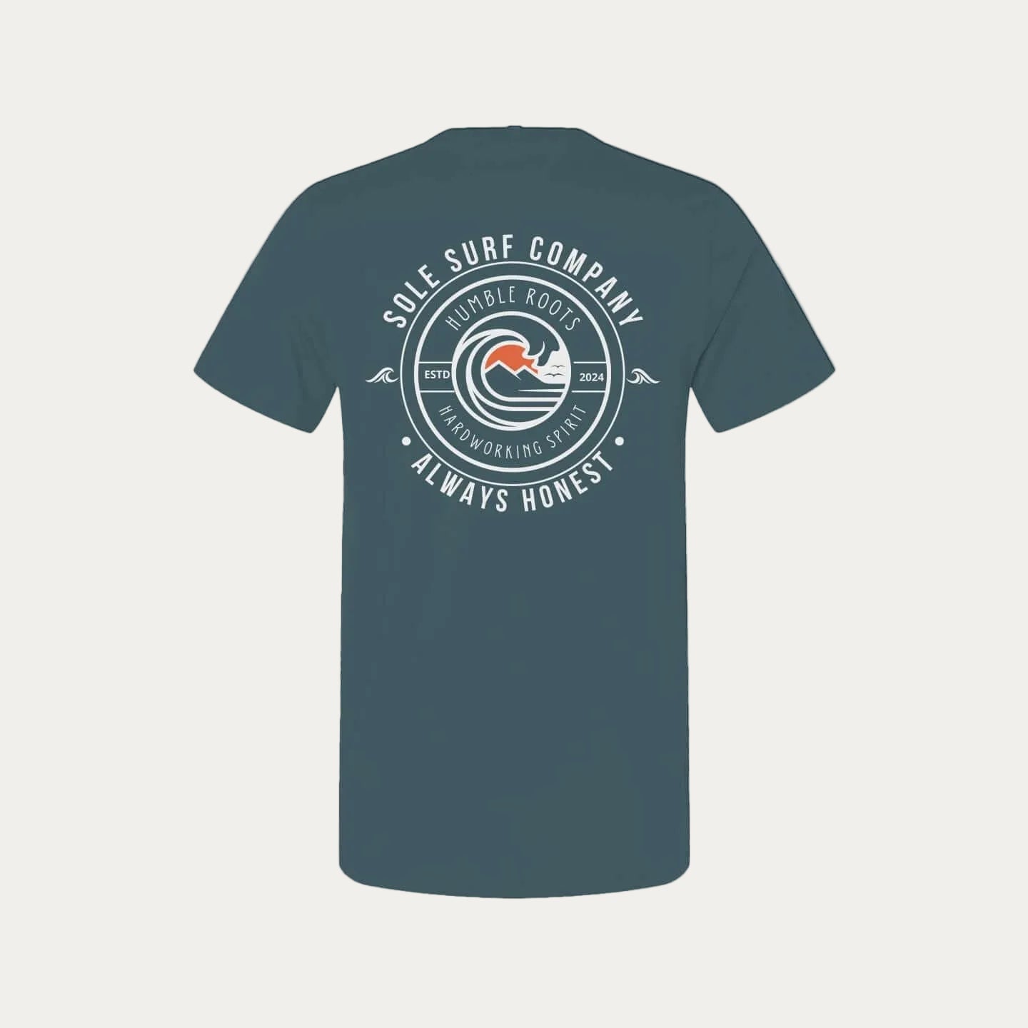 SSC Core Values tee featuring Sole Surf Company's humble roots and hardworking spirit design.