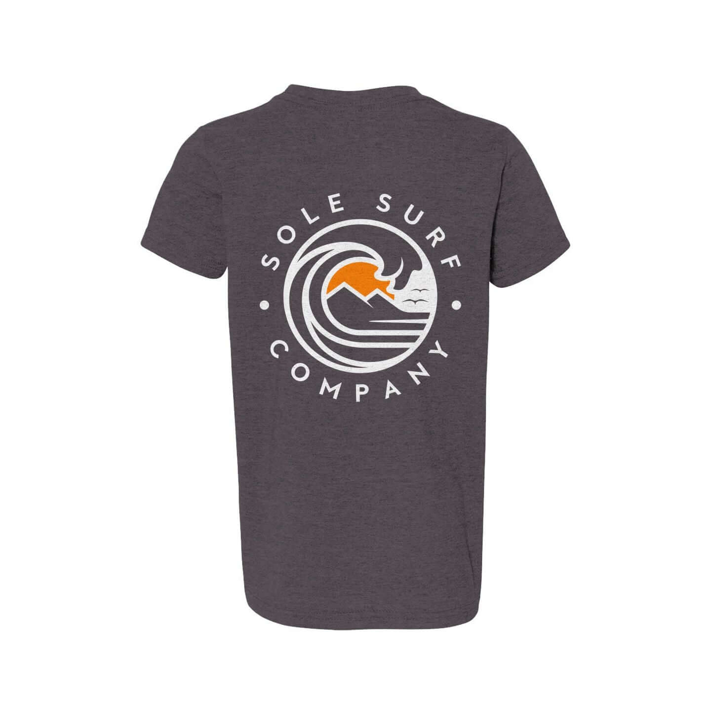 Kids Light Logo Tee featuring the Sole Surf Company emblem on the back, perfect for young ocean enthusiasts.