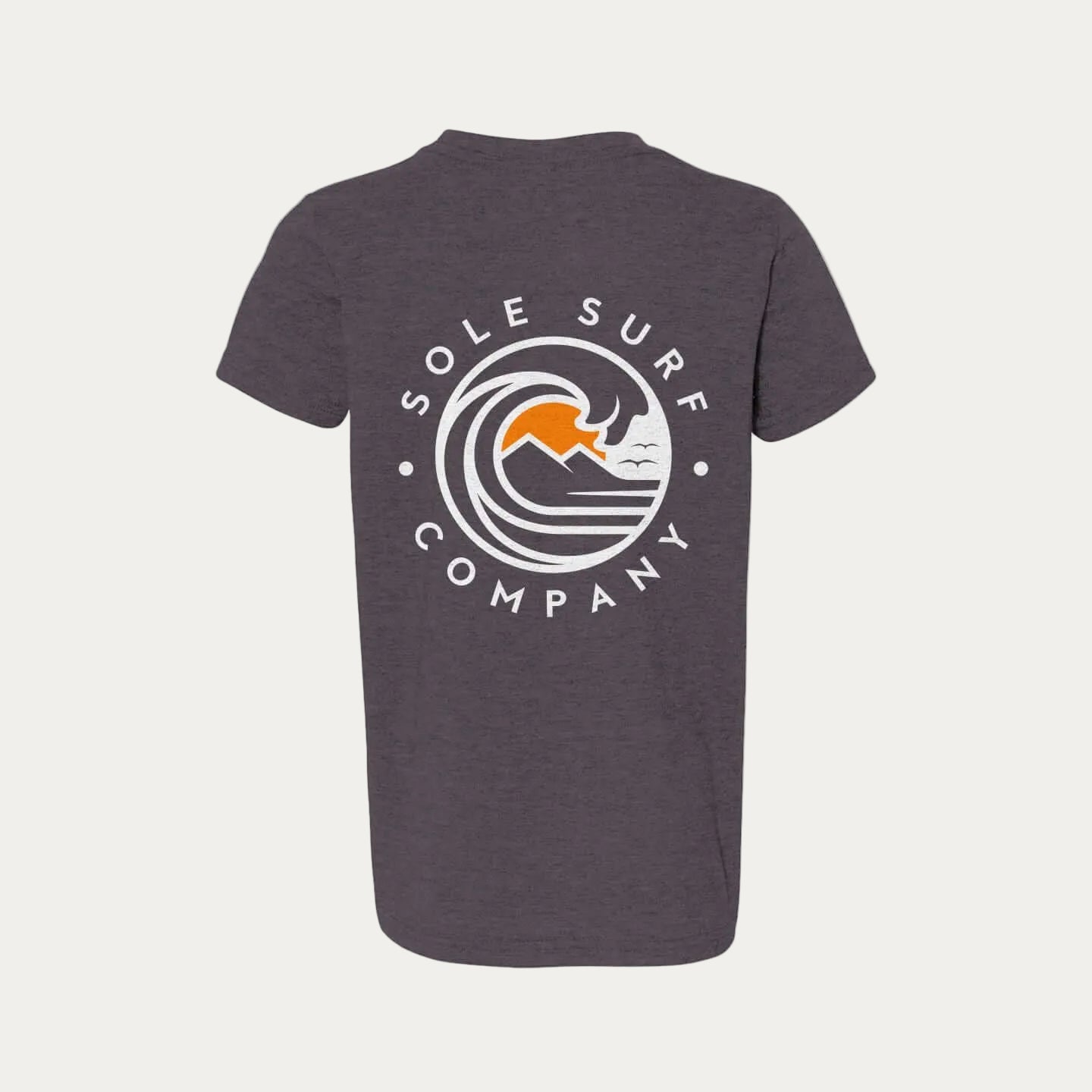 Kids Light Logo Tee featuring the Sole Surf Company emblem on the back, perfect for young ocean enthusiasts.