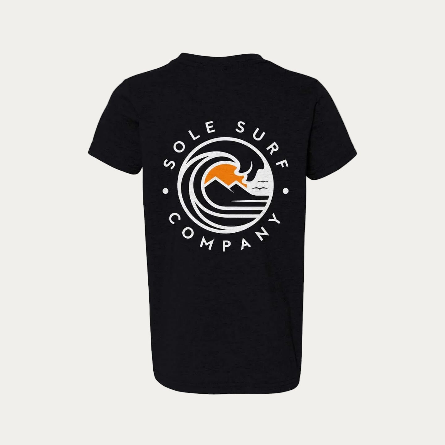 Kids Light Logo Tee featuring the Sole Surf Company emblem on the back, perfect for ocean lifestyle fans.
