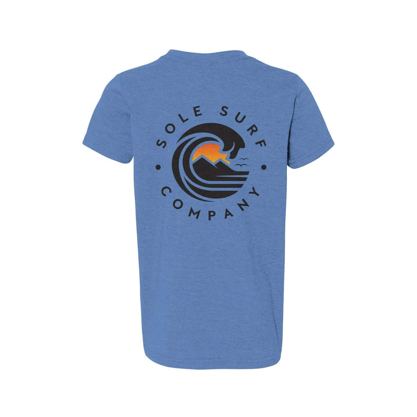 Kids Dark Logo Tee featuring the Sole Surf Company emblem on the back, designed for active youth.