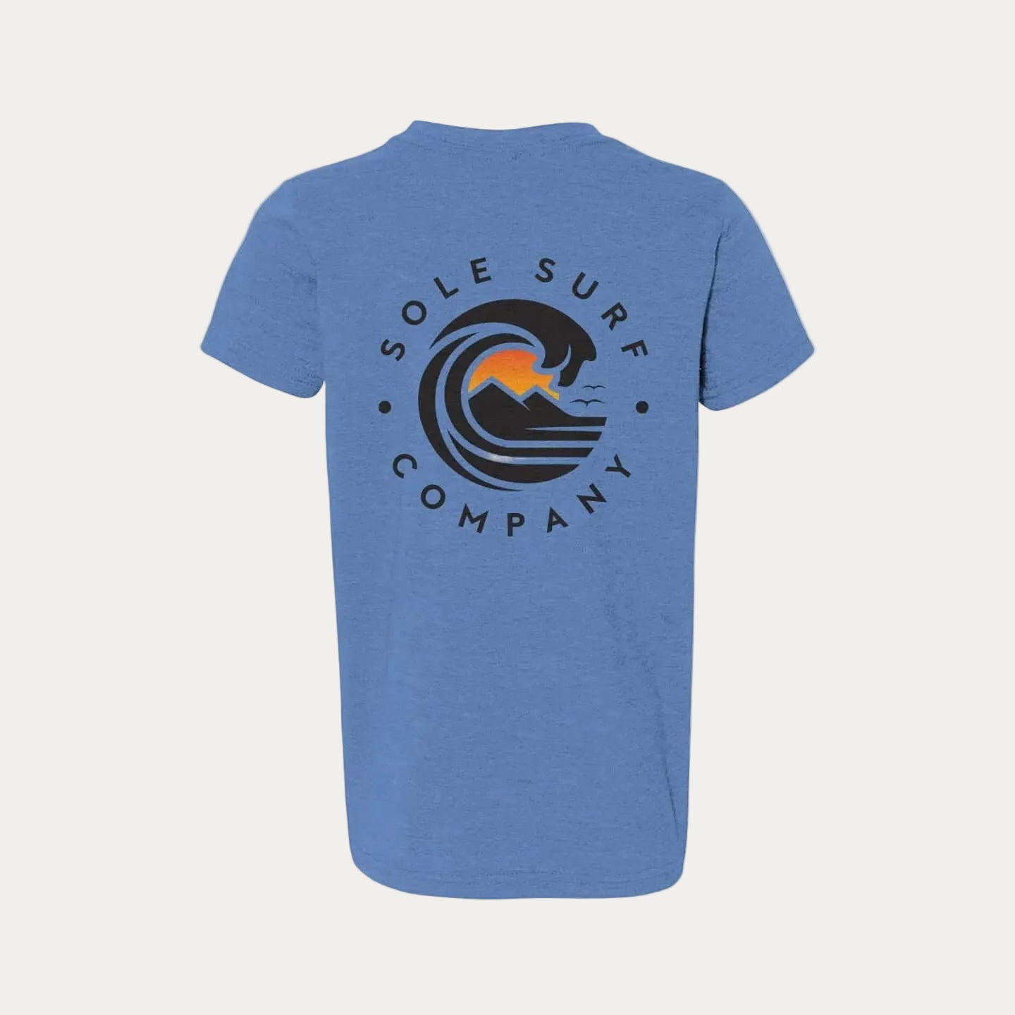 Kids Dark Logo Tee featuring the Sole Surf Company emblem on the back, designed for active youth.