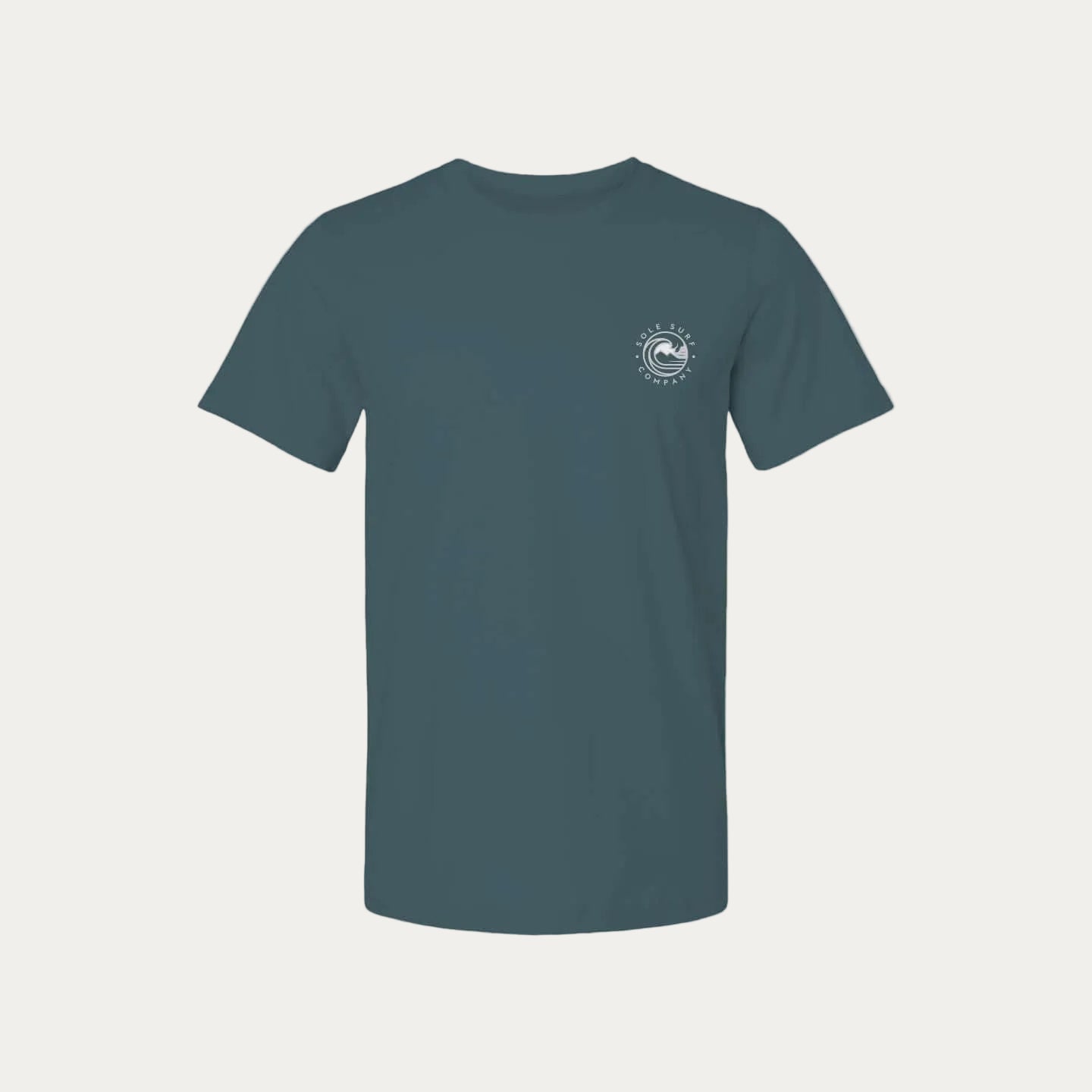 Hawaiian Navigation - Hōkū Alakaʻi Tee in Moonlight Silver on teal fabric; a design celebrating ancient wayfinding.