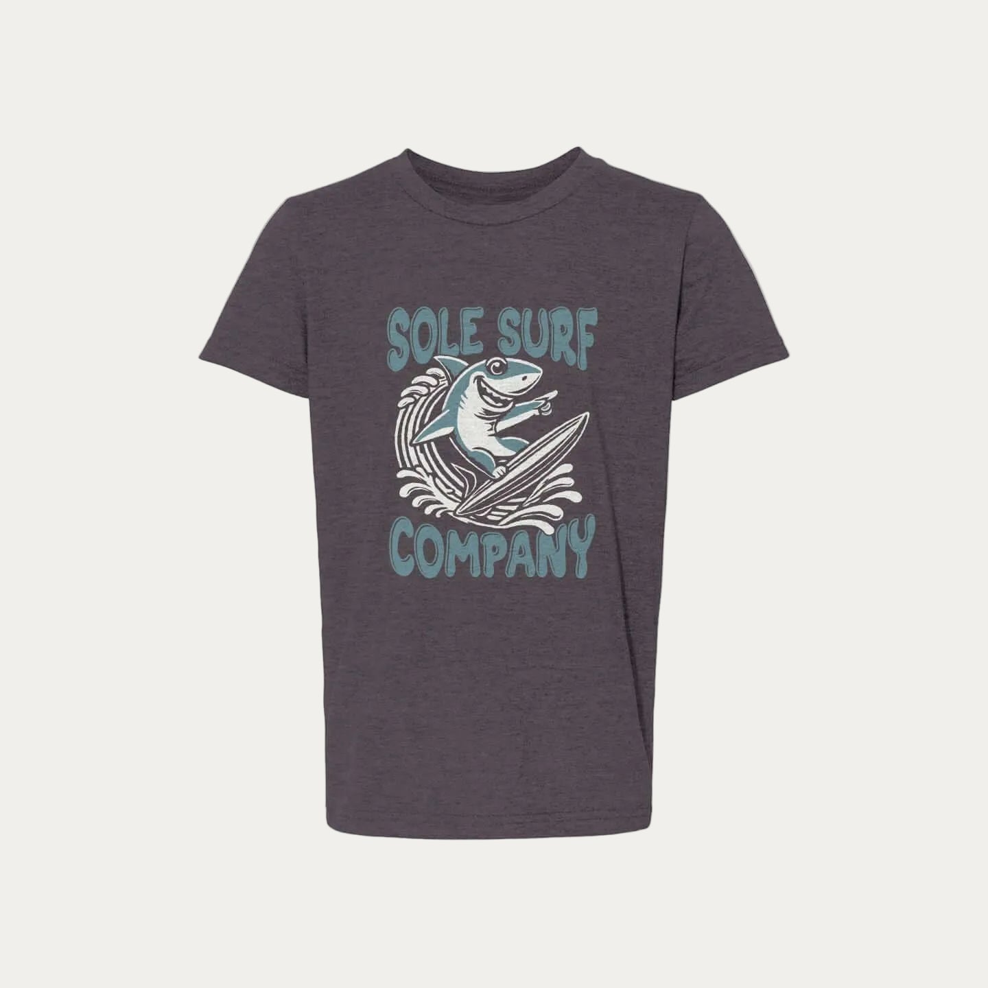 Island Surf Shark t-shirt featuring playful surf shark graphic from Sole Surf Company.