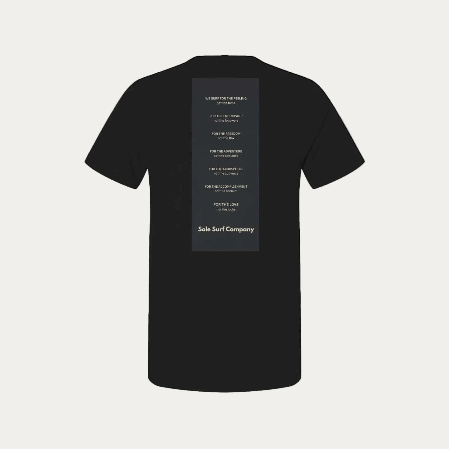 Sole Manifesto Tee showcasing values of SSC on a premium black shirt.