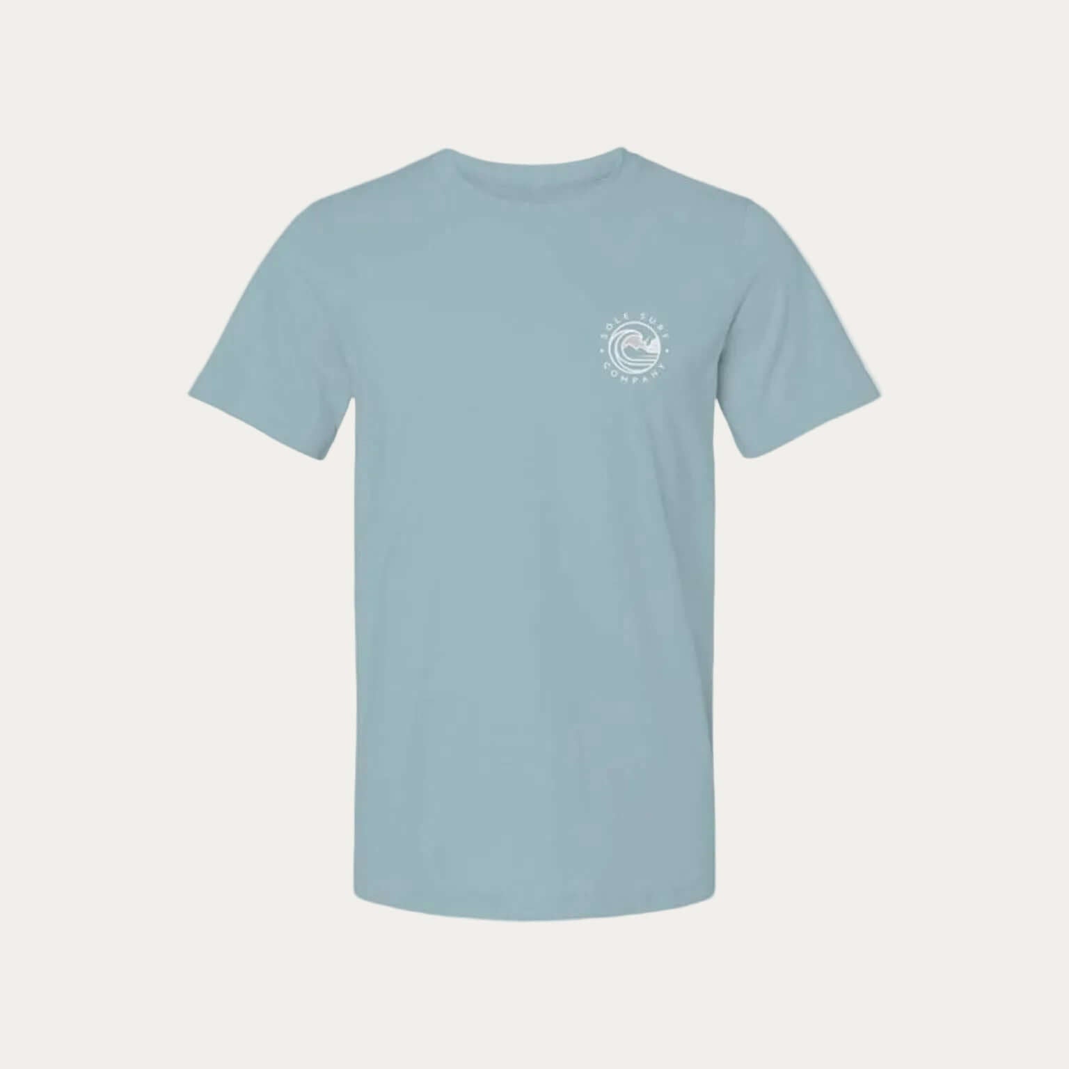 Island Chicken | Adapting and Surviving soft blue t-shirt with a wave graphic design.