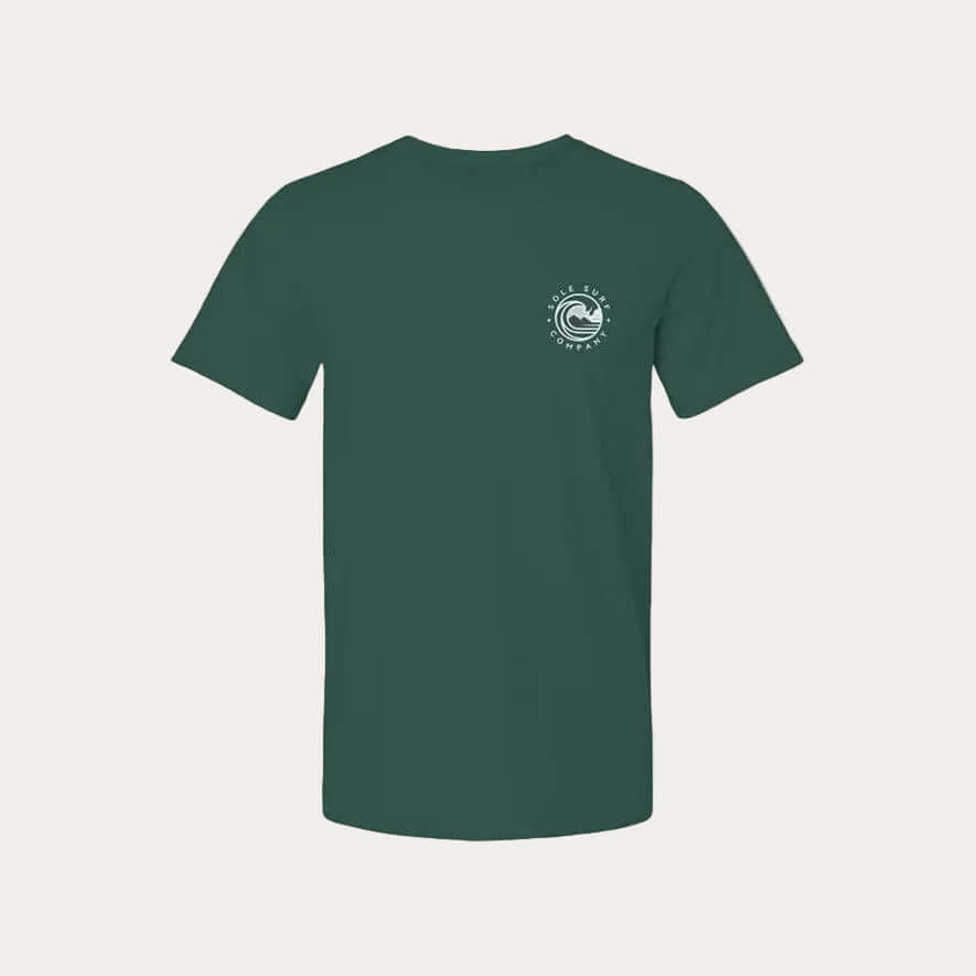 Island Chicken | Adapting and Surviving green t-shirt back view, made with soft Airlume cotton.