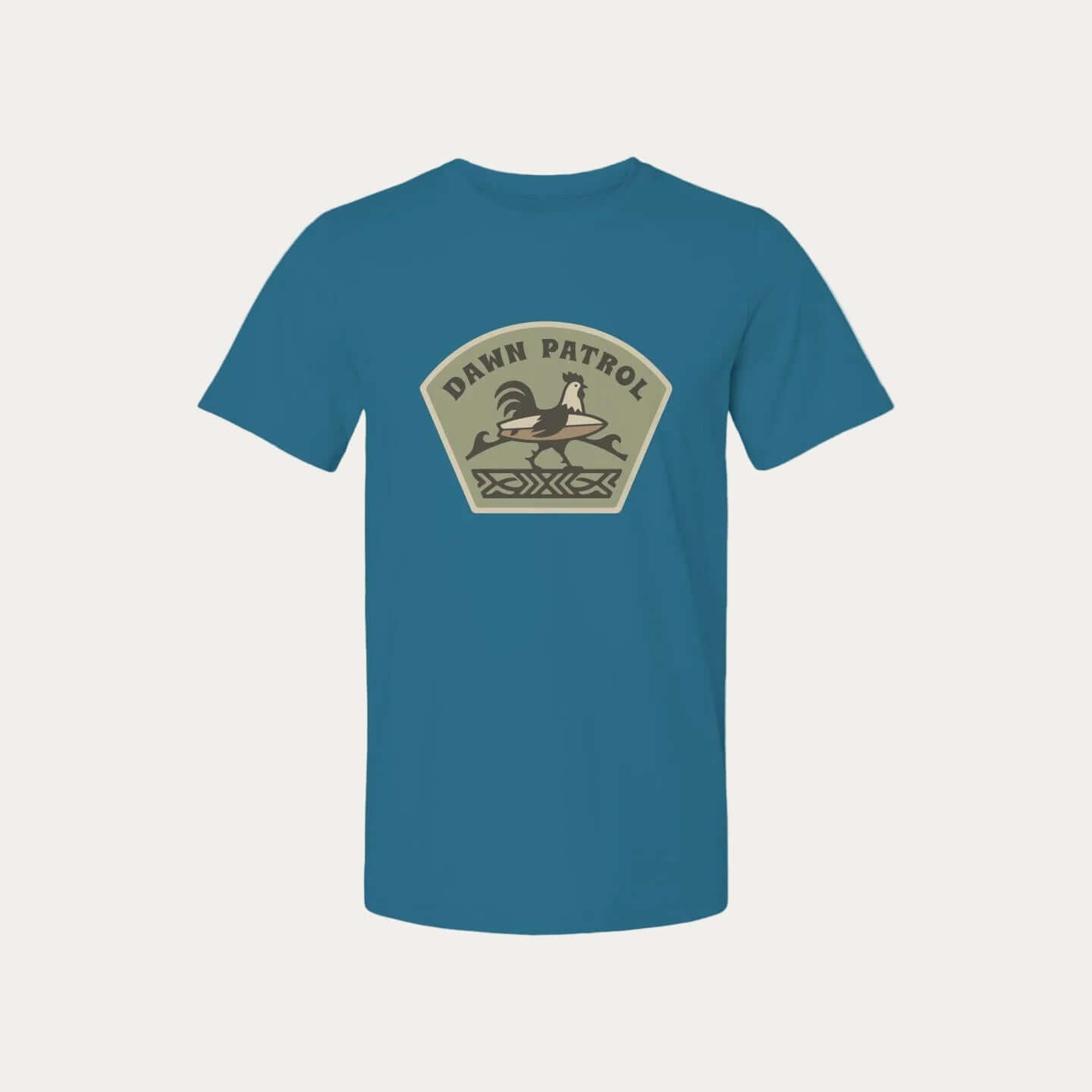 Dawn Patrol | Made for Early Morning t-shirt in teal with surf-inspired design.