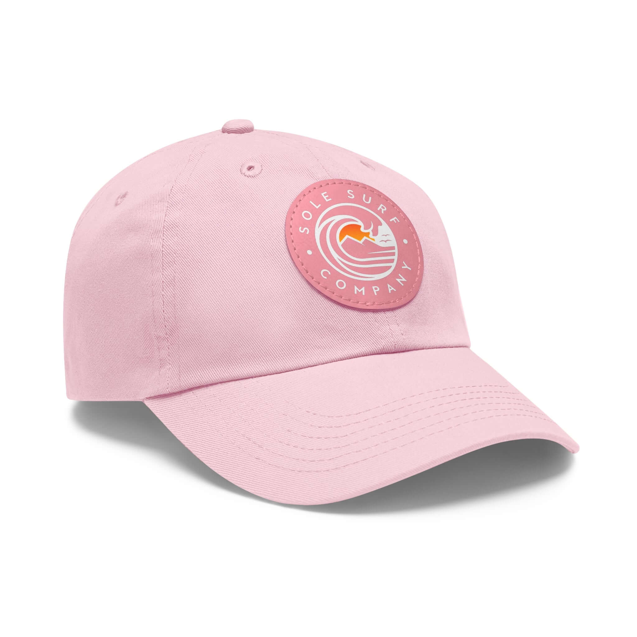 Mom Hat in pink featuring Sole Surf Company logo, perfect for trendy casual wear.