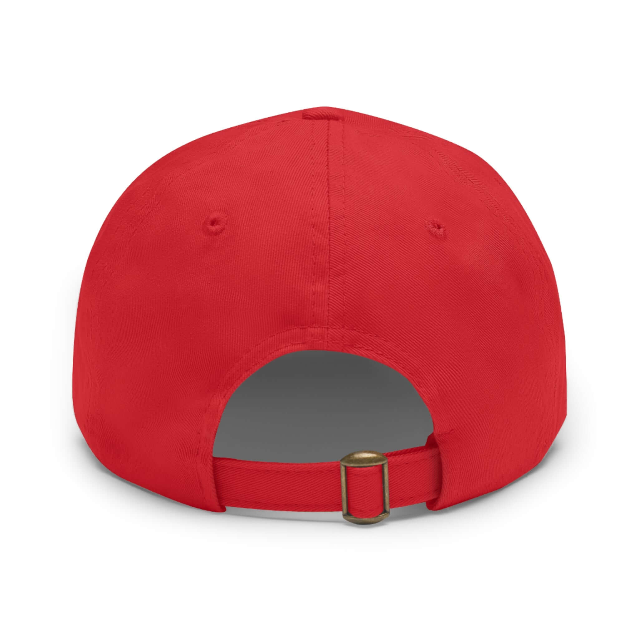 Back view of a trendy red Mom Hat with adjustable strap, perfect for stylish moms on casual outings.