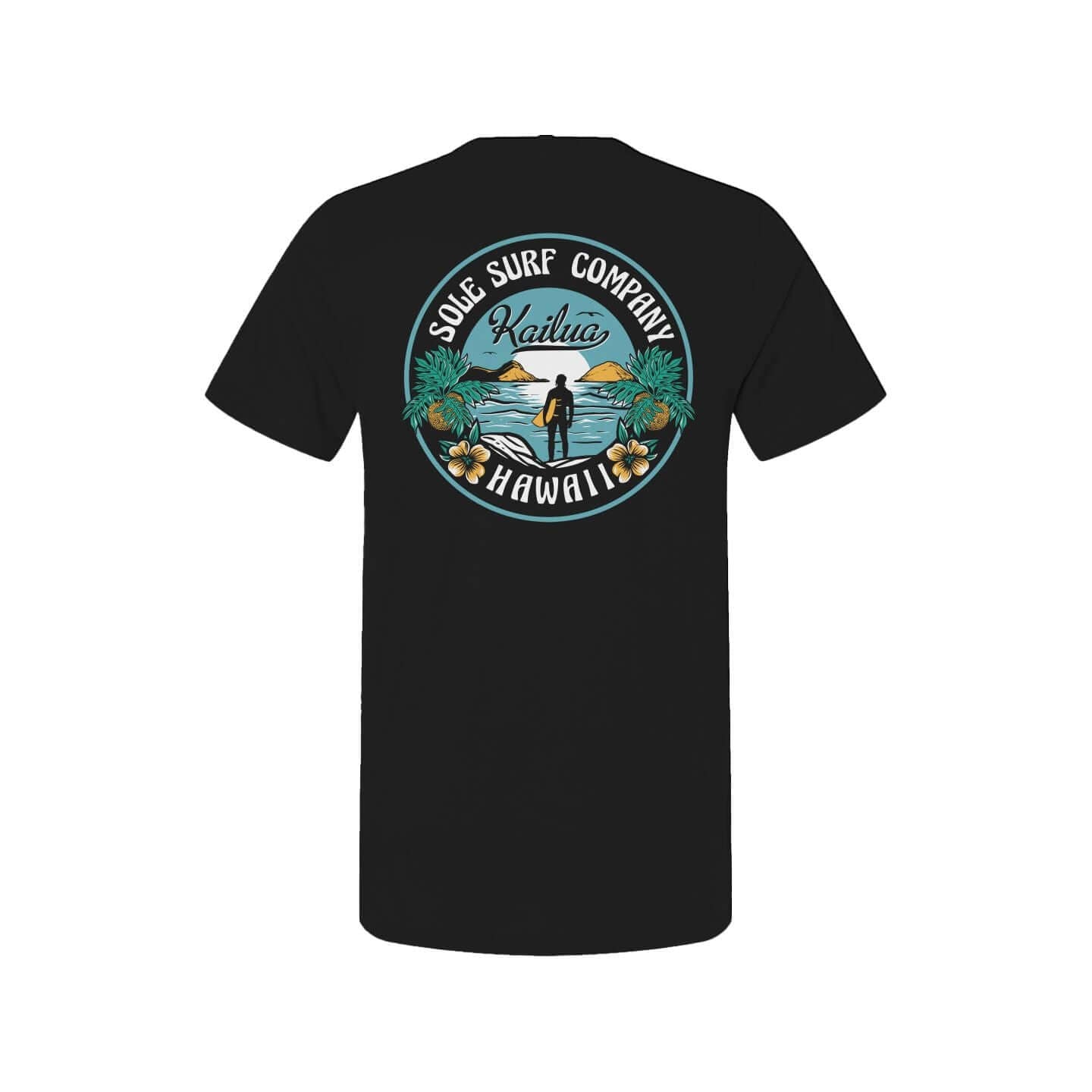 Back view of Ulu T-Shirt featuring Kailua Hawaii surf design, perfect for beach and casual wear.