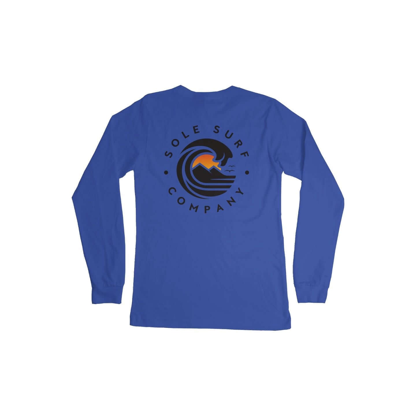 SSC Dark Logo Long Sleeve shirt in vibrant blue with clean coastal design, perfect for casual style and added warmth.