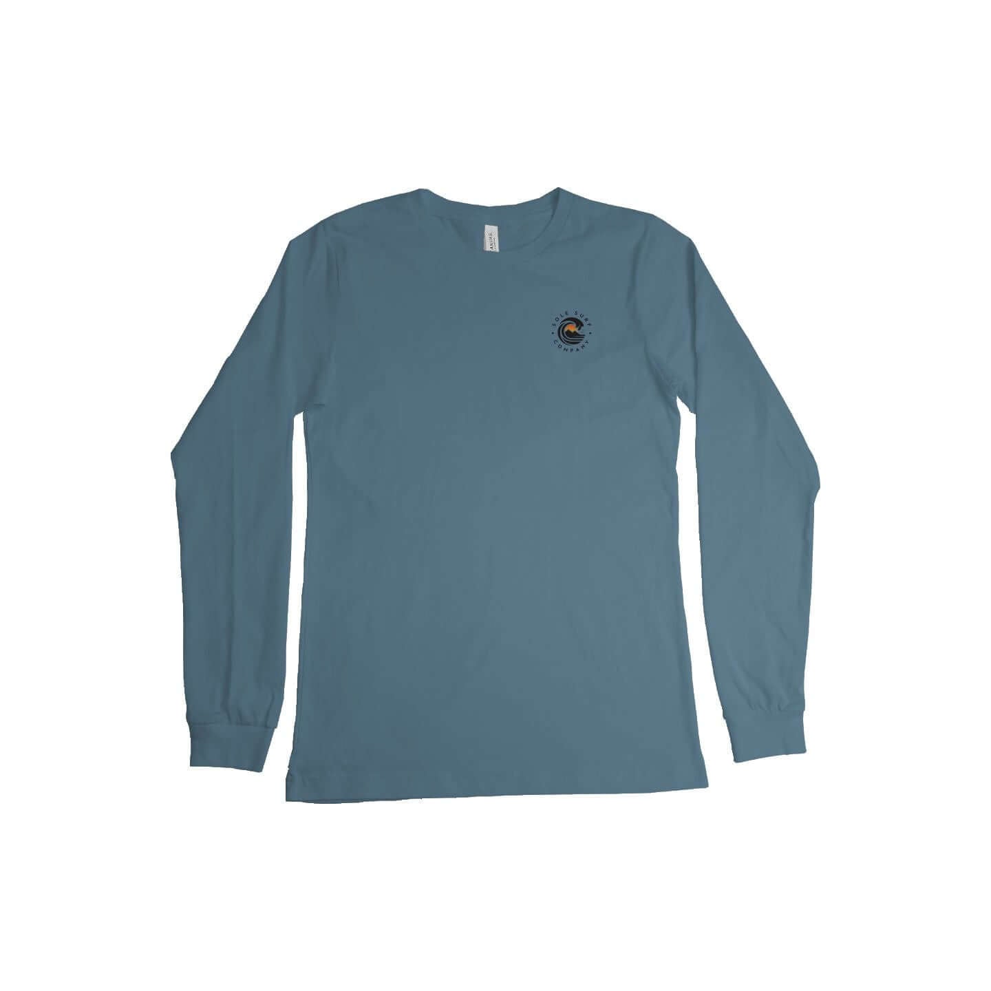 SSC Dark Logo Long Sleeve shirt in teal, featuring a minimalistic coastal design and long sleeves for comfort.