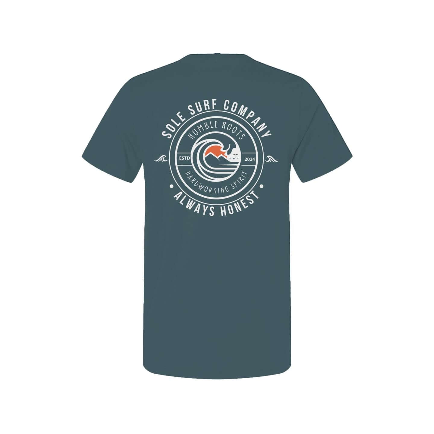 SSC Core Values tee featuring Sole Surf Company's humble roots and hardworking spirit design.