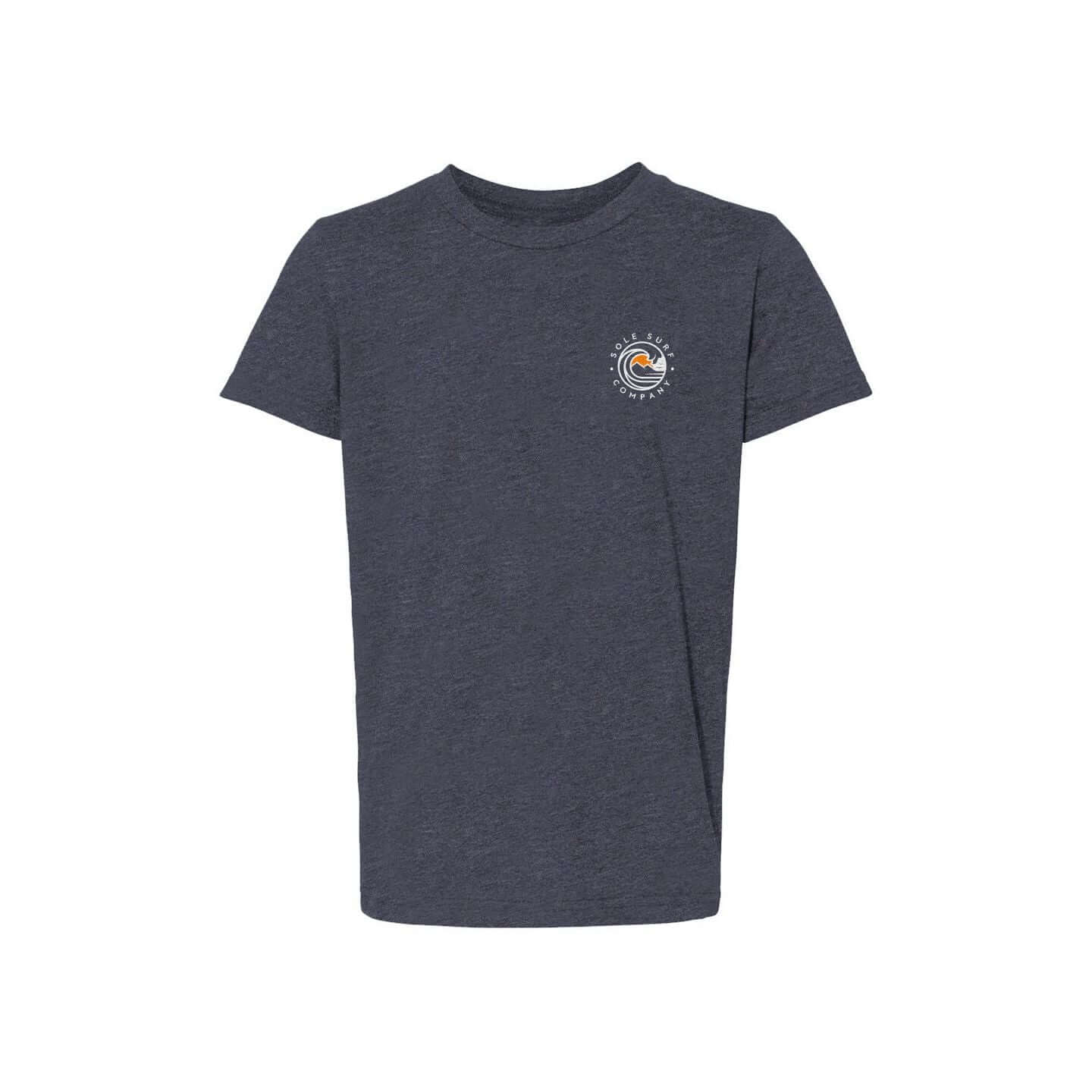 Kids Light Logo Tee in charcoal color with vibrant logo, perfect for young adventurers.