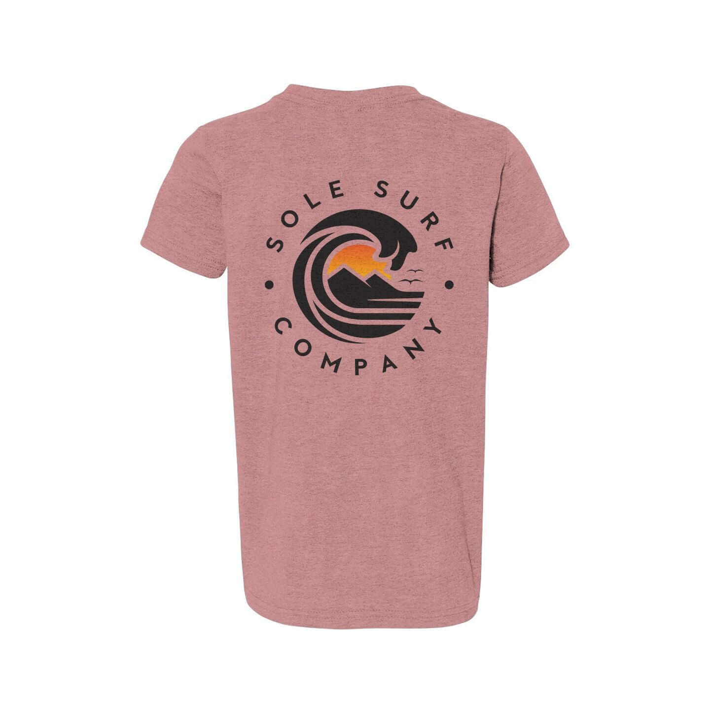 Kids Dark Logo Tee featuring the Sole Surf Company emblem on the back of a soft, durable youth tee.