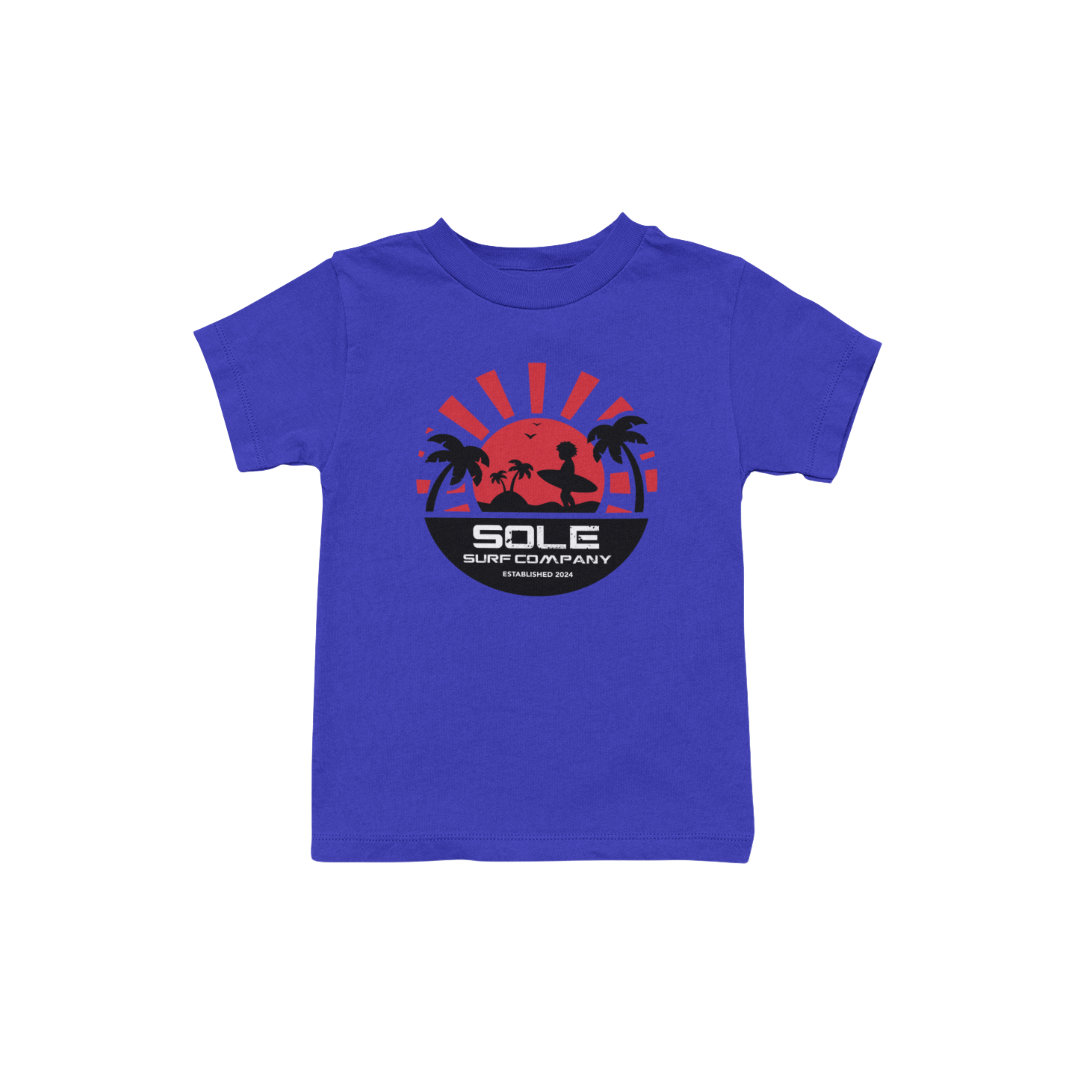 Boys' purple tee with island-inspired surf design from Sole Surf Company, perfect for sunny adventures.